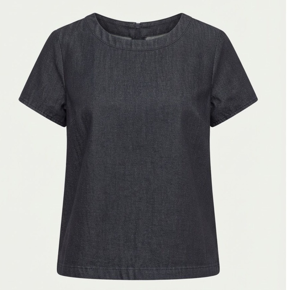Banana Republic Heritage Tencel Denim Look Short Sleeve Blouse Top Indigo 12